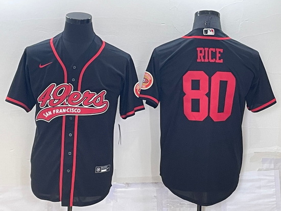 Men San Francisco 49ers 80 Jerry Rice Black Cool Base Stitched Baseball Jersey