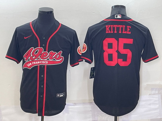 Men San Francisco 49ers 85 George Kittle Black Cool Base Stitched Baseball Jersey