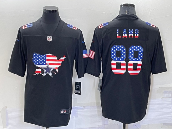 Men Dallas Cowboys 88 CeeDee Lamb Black USA Flag Limited Stitched Jersey