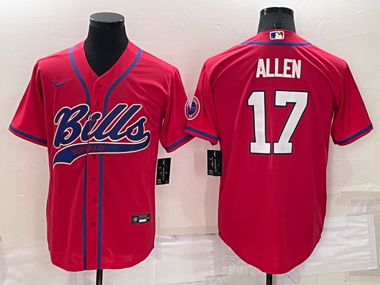 Men Buffalo Bills 17 Josh Allen Red Cool Base Stitched Baseball Jersey