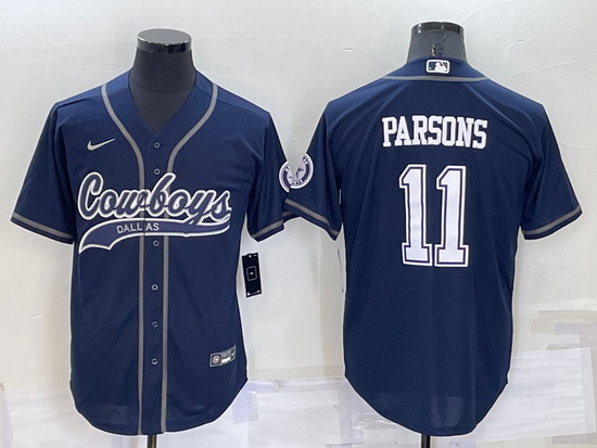 Men Dallas Cowboys 11 Micah Parsons Navy Cool Base Stitched Baseball Jersey