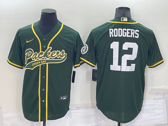 Men Green Bay Packers 12 Aaron Rodgers Green Cool Base Stitched Baseball Jersey