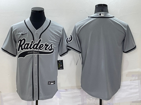 Men Las Vegas Raiders Blank Grey Cool Base Stitched Baseball Jersey