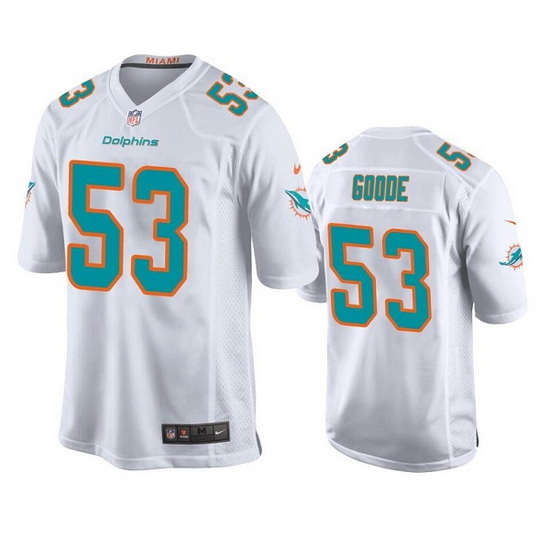 Men Miami Dolphins 53 Cameron Goode White Stitched Football Jersey