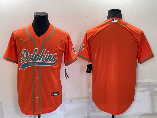 Men Miami Dolphins Blank Orange Cool Base Stitched Baseball Jersey