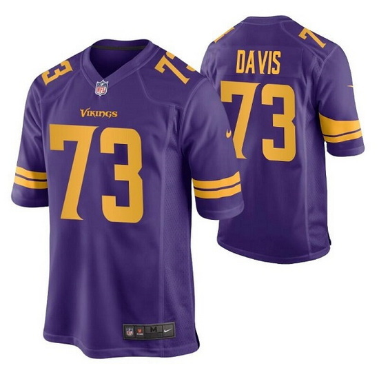 Men Minnesota Vikings 73 Jesse Davis Purple Color Rush Stitched Jersey