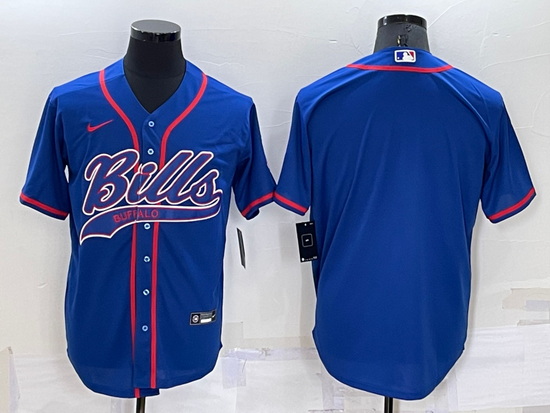 Men Buffalo Bills Blank Royal Cool Base Stitched Baseball Jersey