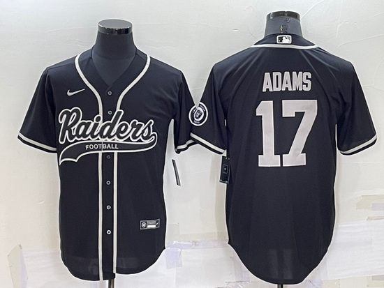 Men Las Vegas Raiders 17 Davante Adams Black Cool Base Stitched Baseball Jersey