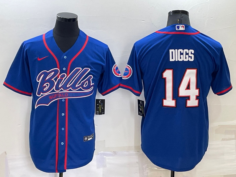 Men Buffalo Bills 14 Stefon Diggs Royal Cool Base Stitched Baseball Jersey