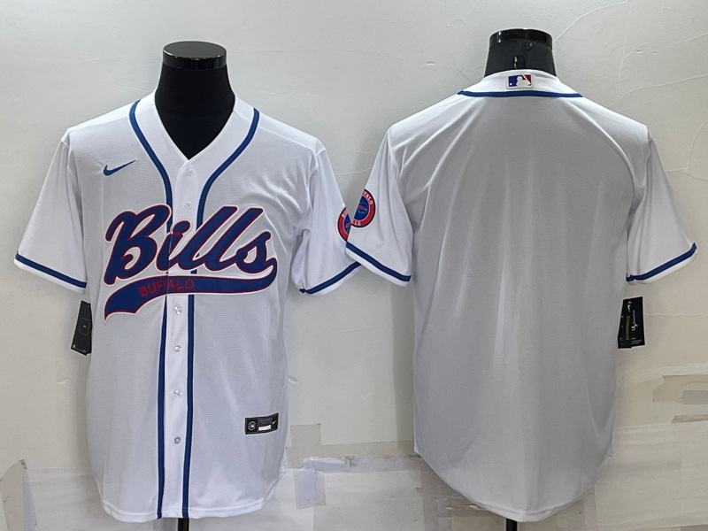 Men Buffalo Bills Blank White Cool Base Stitched Baseball Jersey