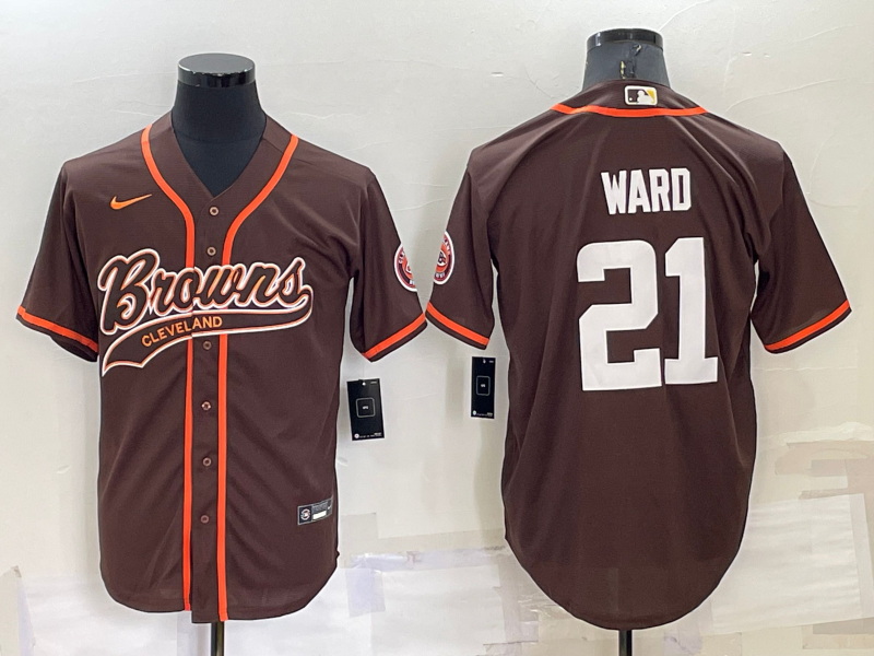 Men Cleveland Browns 21 Denzel Ward Brown Stitched Jersey