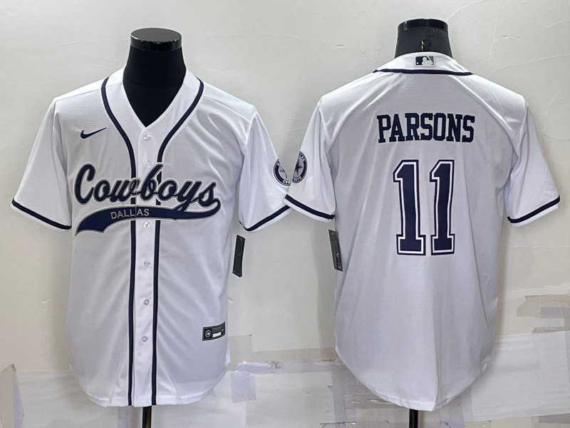 Men Dallas Cowboys 11 Micah Parsons White Cool Base Stitched Baseball Jersey