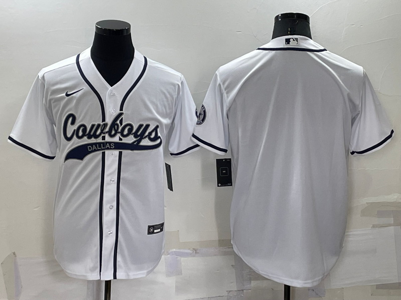 Men Dallas Cowboys Blank White Cool Base Stitched Baseball Jersey