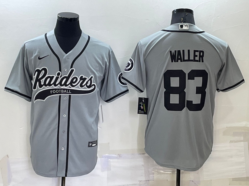 Men Las Vegas Raiders 83 Darren Waller Grey Cool Base Stitched Baseball Jersey