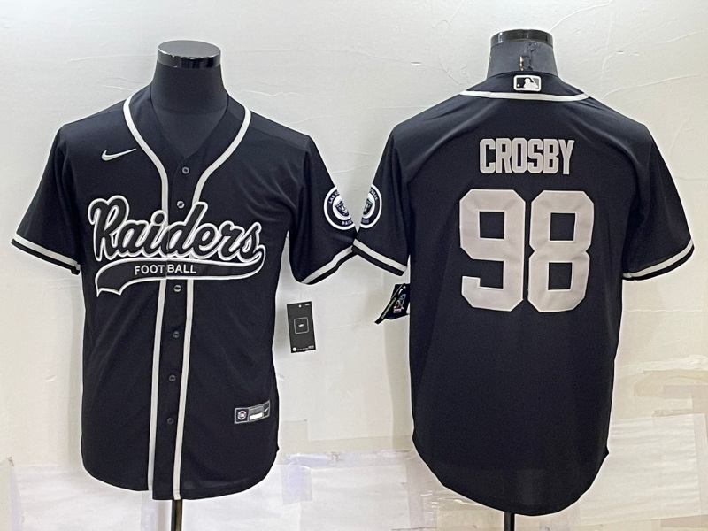 Men Las Vegas Raiders 98 Maxx Crosby Black Cool Base Stitched Ba