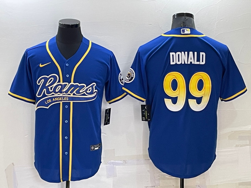 Men Los Angeles Rams 99 Aaron Donald Royal Cool Base Stitched Baseball Jersey