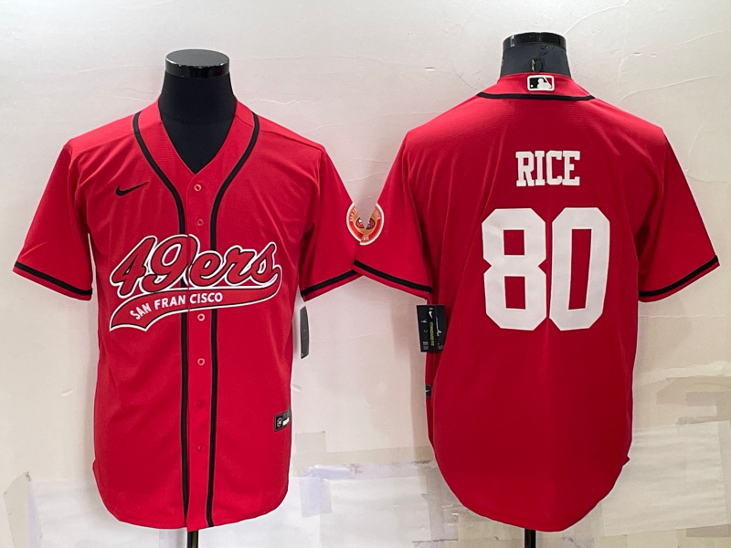 Men San Francisco 49ers 80 Jerry Rice Red Cool Base Stitched Baseball Jersey