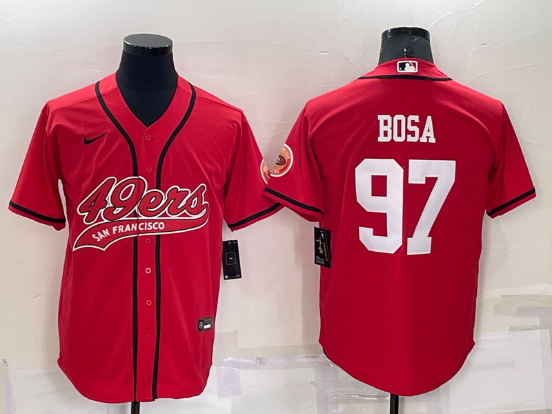 Men San Francisco 49ers 97 Nick Bosa Red Cool Base Stitched Baseball Jersey