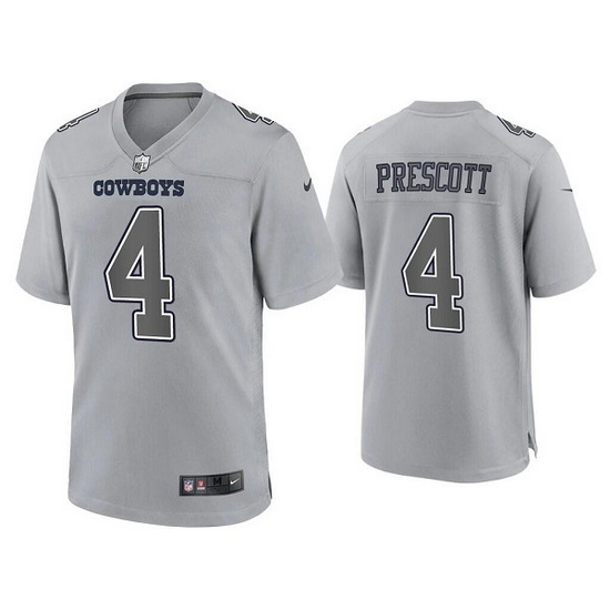 Men Dallas Cowboys 4 Dak Prescott Grey Atmosphere Fashion Stitched Game Jersey