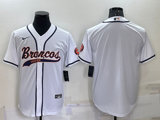 Men Denver Broncos Blank White Cool Base Stitched Baseball Jersey