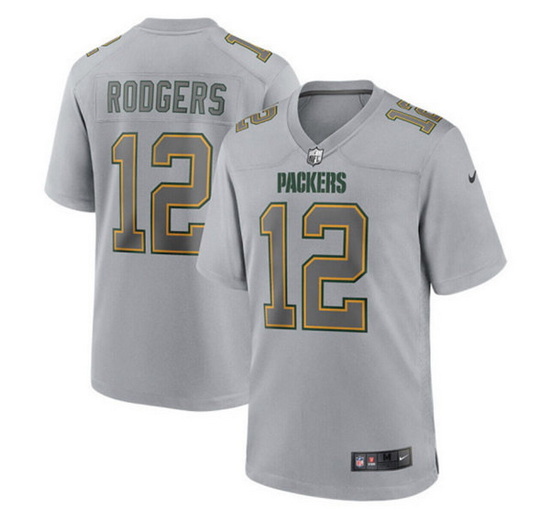 Men Green Bay Packers 12 Aaron Rodgers Gray Atmosphere Fashion Stitched Game Jersey