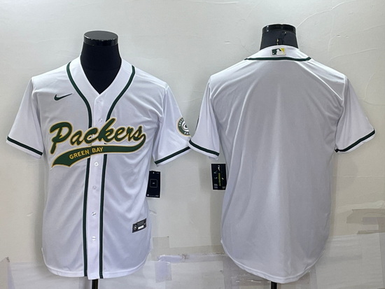 Men Green Bay Packers Blank White Cool Base Stitched Baseball Jersey