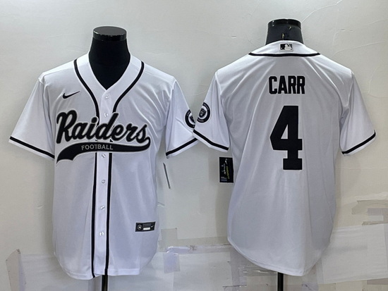 Men Las Vegas Raiders 4 Derek Carr White Cool Base Stitched Baseball Jersey