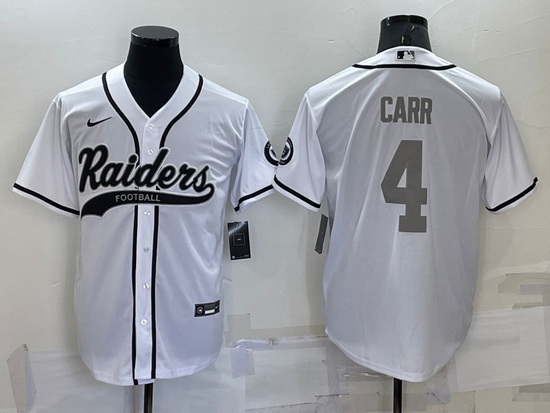 Men Las Vegas Raiders 4 Derek Carr White Grey Cool Base Stitched Baseball Jersey