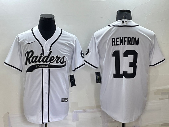 Men Las Vegas Raiders 13 Hunter Renfrow White Cool Base Stitched Baseball Jersey