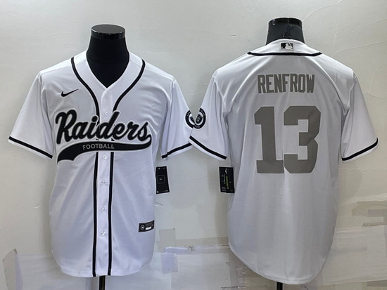 Men Las Vegas Raiders 13 Hunter Renfrow White Grey Cool Base Stitched Baseball Jersey