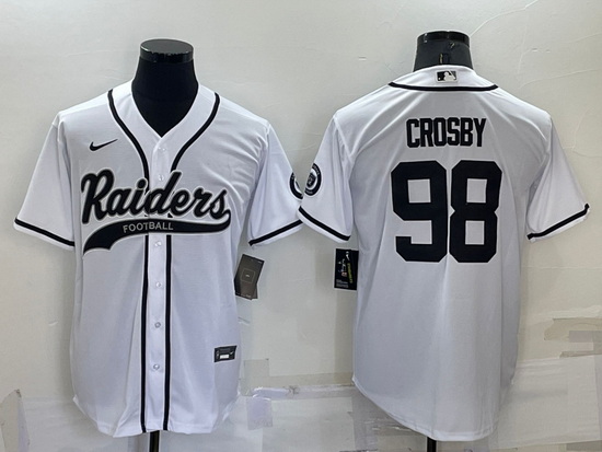 Men Las Vegas Raiders 98 Maxx Crosby White Cool Base Stitched Baseball Jersey