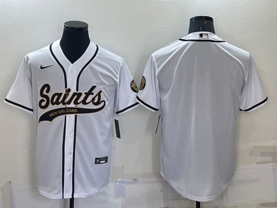 Men New Orleans Saints Blank White Cool Base Stitched Baseball Jersey