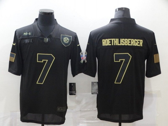 Nike Steelers  7 Ben Roethlisberger Black 2020 Salute To Service Limited Jersey