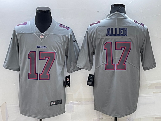 Men Buffalo Bills 17 Josh Allen Grey Atmosphere Fashion Stitched Jersey