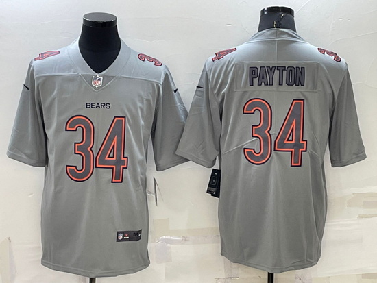 Men Chicago Bears 34 Walter Payton Grey Atmosphere Fashion Stitched Jersey