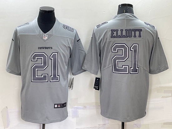 Men Dallas Cowboys 21 Ezekiel Elliott Grey Atmosphere Fashion Stitched Game Jersey