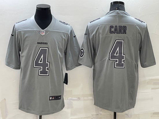 Men Las Vegas Raiders 4 Derek Carr Grey Atmosphere Fashion Stitched Jersey