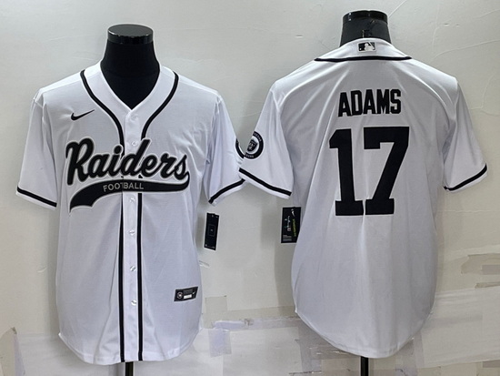 Men Las Vegas Raiders 17 Davante Adams White Cool Base Stitched Baseball Jersey