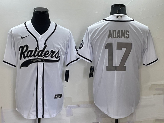 Men Las Vegas Raiders 17 Davante Adams White Grey Cool Base Stitched Baseball Jersey