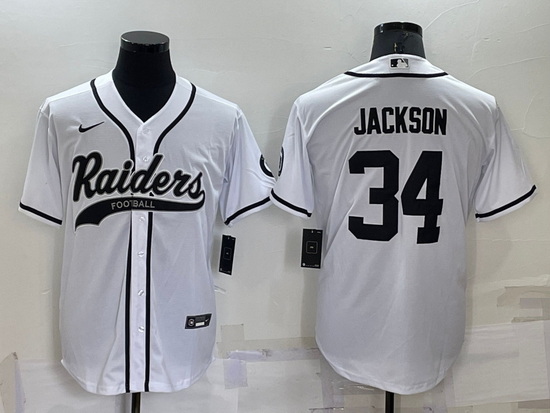 Men Las Vegas Raiders 34 Bo Jackson White Cool Base Stitched Baseball Jersey