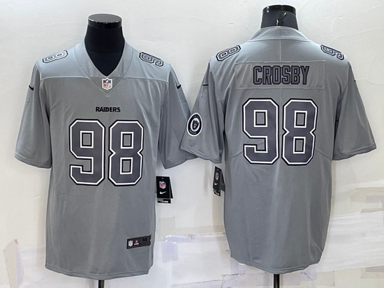 Men Las Vegas Raiders 98 Maxx Crosby Grey Atmosphere Fashion Stitched Jersey