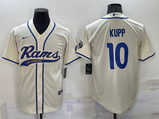 Men Los Angeles Rams 10 Cooper Kupp Bone Cool Base Stitched Baseball Jersey