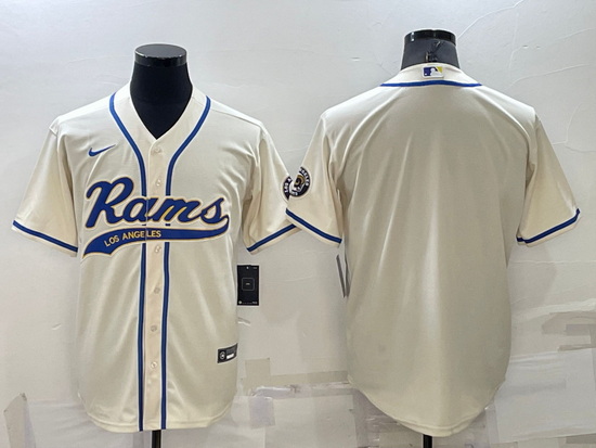 Men Los Angeles Rams Blank Bone Cool Base Stitched Baseball Jersey