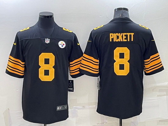 Men Pittsburgh Steelers 8 Kenny Pickett Black Color Rush Stitched Jersey