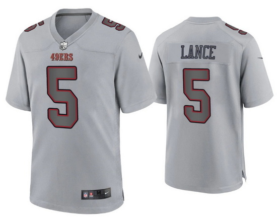 Men San Francisco 49ers 5 Trey Lance Grey Atmosphere Fashion Stitched Game Jersey