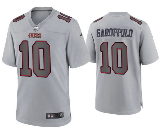 Men San Francisco 49ers 10 Jimmy Garoppolo Grey Atmosphere Fashion Stitched Game Jersey