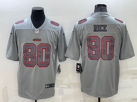 Men San Francisco 49ers 80 Jerry Rice Grey Atmosphere Fashion Stitched Jersey