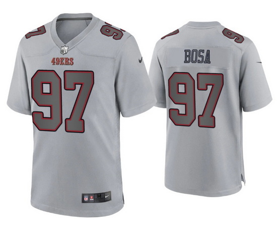 Men San Francisco 49ers 97 Nick Bosa Grey Atmosphere Fashion Stitched Game Jersey