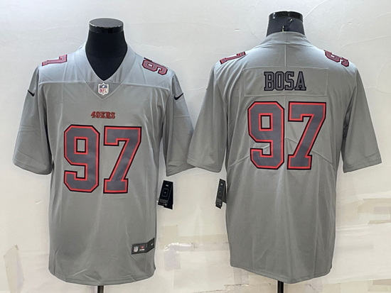 Men San Francisco 49ers 97 Nick Bosa Grey Atmosphere Fashion Stitched Jersey