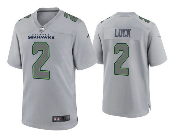 Men Seattle Seahawks 2 Drew Lock Grey Atmosphere Fashion Stitched Game Jersey